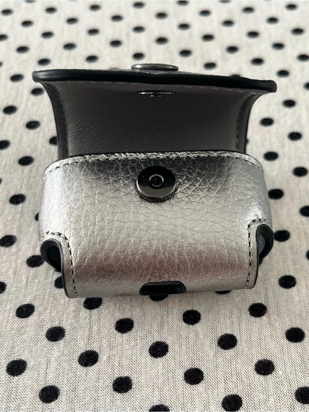 Coach Metallic Silver Leather AirPod Pro/ Accessory Case